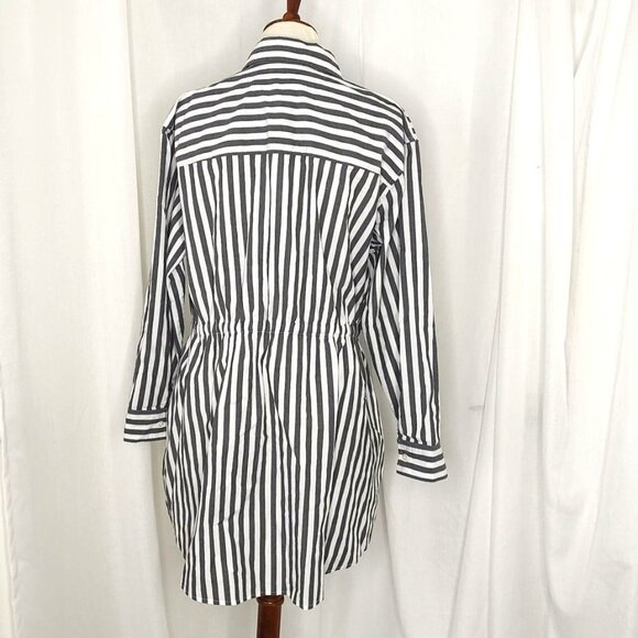 Pistola Layla Cinched Waist Dress Alani Striped XS oversized Rekaxed Gray Cotto - Picture 4 of 10